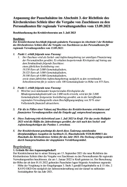 Beschluss 27. Sitzung KKR Anhebung Pauschalen in Richtlinie Zuschüsse regionale Verwaltungsstellen ab 07-2023